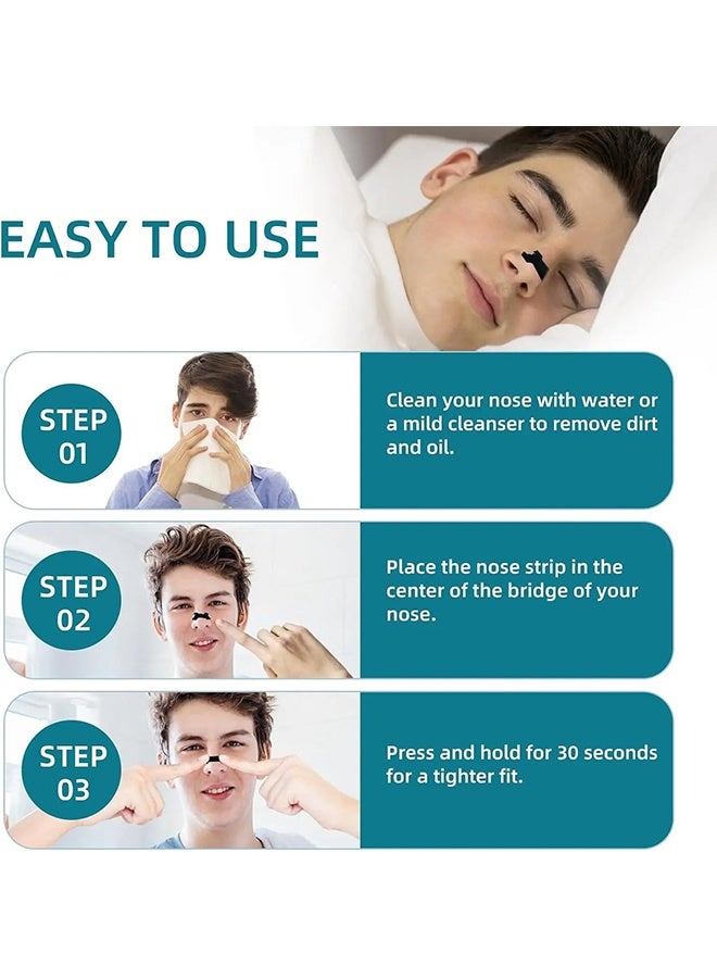 Anti-Snoring Nose Strips, 30PCS Extra Strength Nasal Strips for Better Sleep, Non-Invasive & Self-Adhesive, Relief from Nasal Congestion & Snoring for Adults & Kids (Black) - Image 5