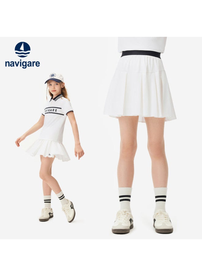 Navigare Girls' Skirt Summer Children's Half Skirt Safety Shorts Quick-drying Versatile Comfortable Light Sports Vitality Deep Blue 120