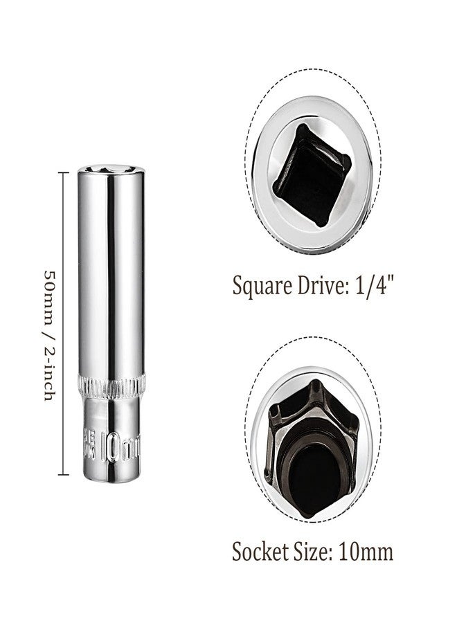 Kozelo 4pcs 6 Point Deep Socket - [1/4 Inch x 10mm] Square Drive for Car Mechanical Equipment Repair Use, CR-V Steel Metric Sizes - Image 3