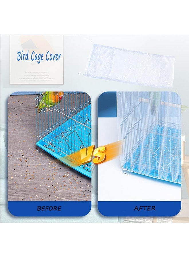 Birdcage Cover Net, Adjustable Bird Cage Seed Catcher, Gauze Bird Cage Cover, Prevent Scatter and Mess, Birdcage Accessories Mesh Net Cover for Parrot Lovebirds Finches, White - Image 5