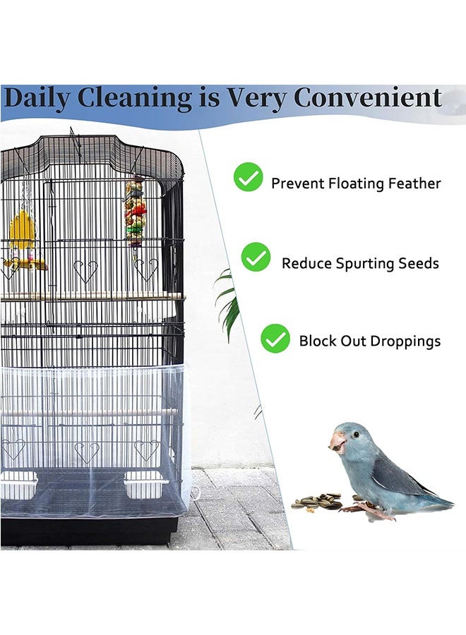 Birdcage Cover Net, Adjustable Bird Cage Seed Catcher, Gauze Bird Cage Cover, Prevent Scatter and Mess, Birdcage Accessories Mesh Net Cover for Parrot Lovebirds Finches, White - Image 4
