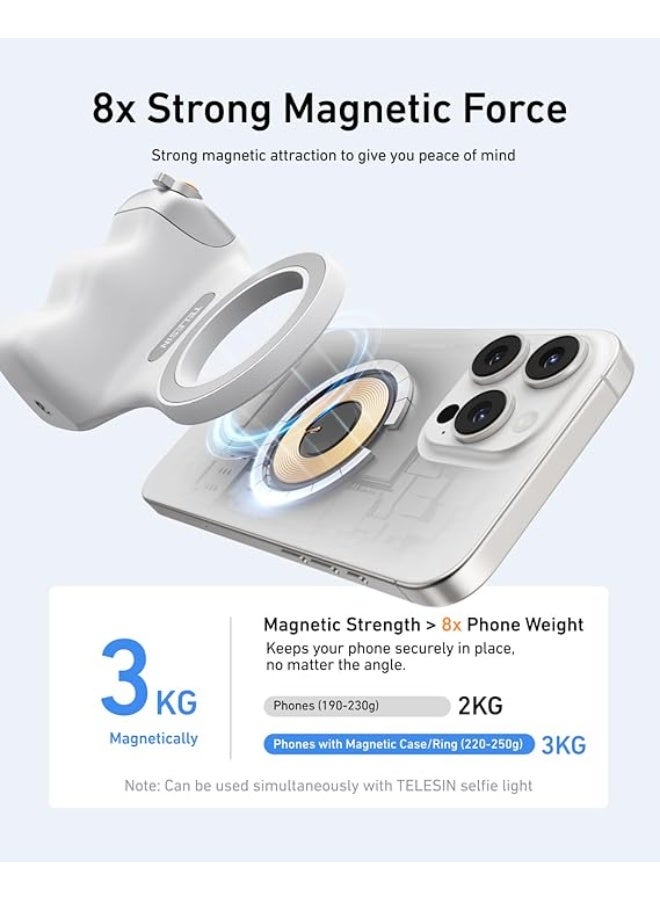 general TELESIN Magnetic Camera Handle Bluetooth Phone Grip2 - MagSafe Compatible Smartphone Shutter Remote with Zoom Lever, 1/4" Tripod Thread & Hidden Charging Port - Image 2