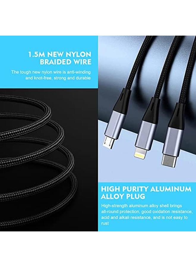 SKY-TOUCH 3 Inch 1 Usb Phone Charger Cables 5A Fast Braided Nylon Unbreakable Charging Cable Universal Multiple Ports Charging Cord With Usb C Micro Usb Ios Connector For Phones - Image 4