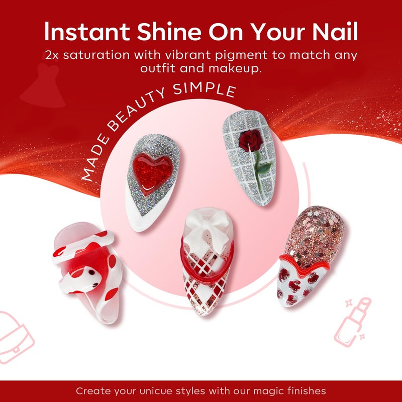 modelones Red Gel Nail Polish Set 6 Colors, White Glitter Sparkle Bright Burgundy Dark Rose Champagne Silver Candy Cane Nail Polish Kit Soak Off Nail Art Manicure Salon DIY Gift Women - Image 2