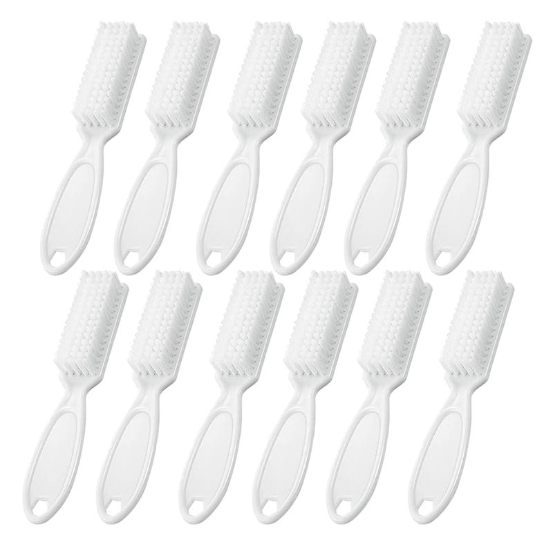 SQULIGT 12Pcs Nail Brush for Cleaning Fingernails Handle Grip Cleaning Brush for Nail and Toenail Nail Dust Brush Manicure Pedicure Tools Scrubbing Brush Women Men Home SalonWhite