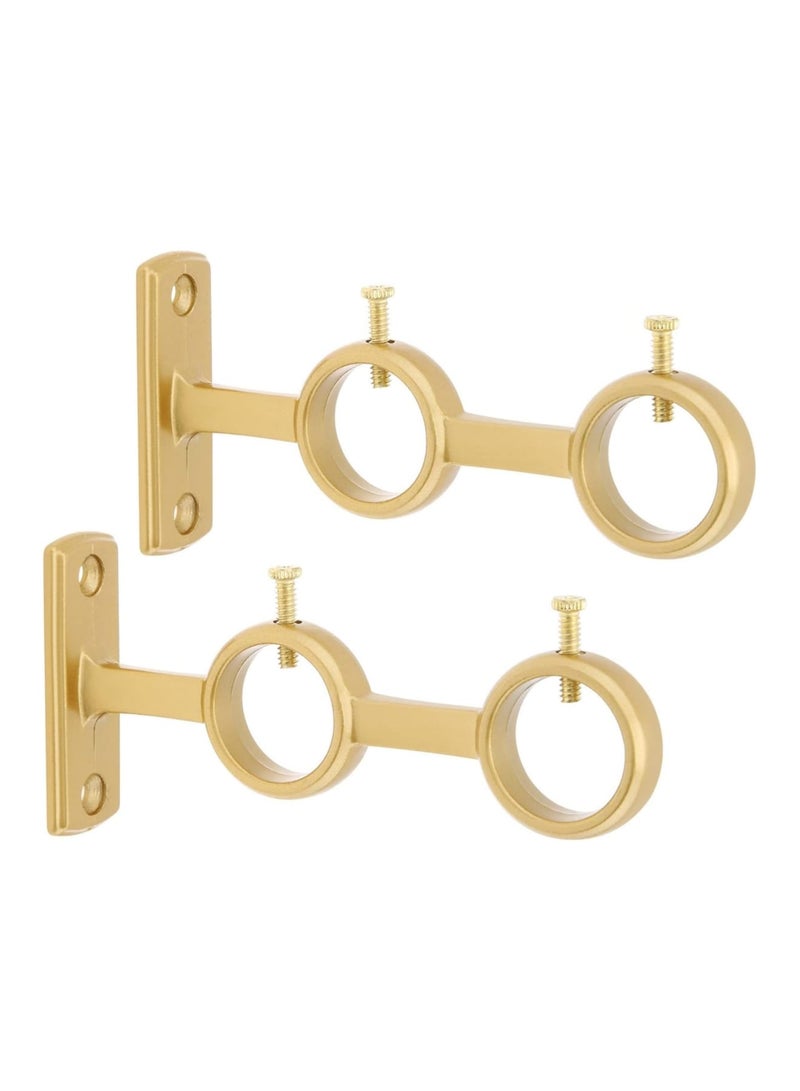 Zikra 2 Pcs Double Curtain Rod Brackets, Durable Metal Curtain Rod Holders, Heavy Duty Curtain Rod Holder Wall Mounted Rod Holder, Unlimited Installation Angle for Living Room Bedroom Curtain Rods - Image 1