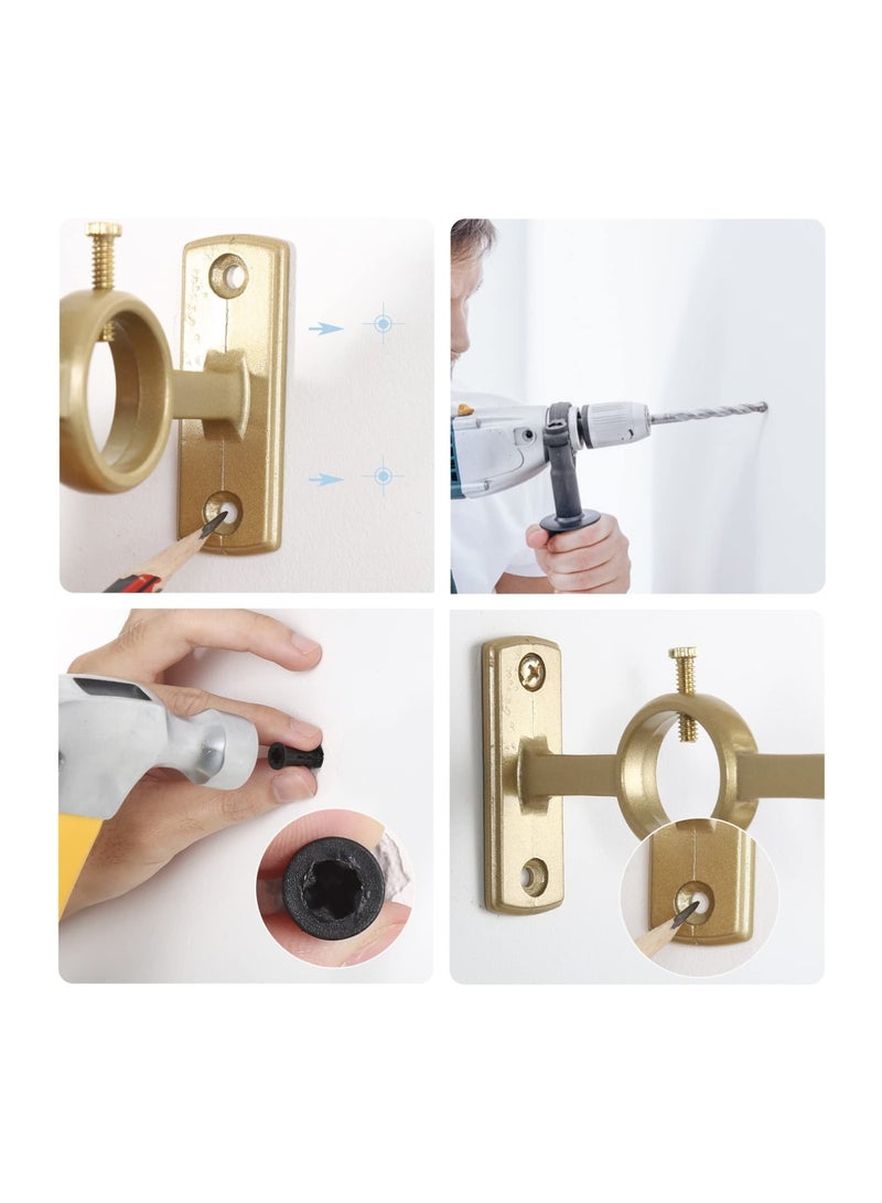 Zikra 2 Pcs Double Curtain Rod Brackets, Durable Metal Curtain Rod Holders, Heavy Duty Curtain Rod Holder Wall Mounted Rod Holder, Unlimited Installation Angle for Living Room Bedroom Curtain Rods - Image 5