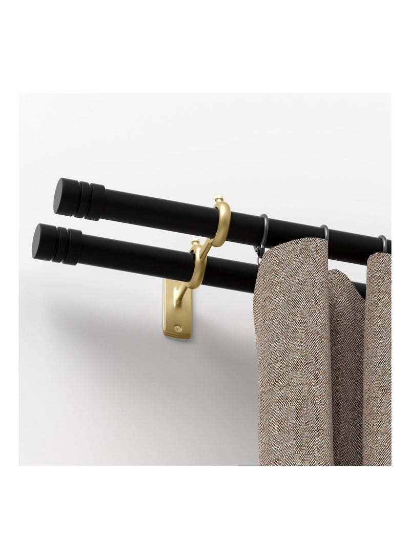 Zikra 2 Pcs Double Curtain Rod Brackets, Durable Metal Curtain Rod Holders, Heavy Duty Curtain Rod Holder Wall Mounted Rod Holder, Unlimited Installation Angle for Living Room Bedroom Curtain Rods - Image 2