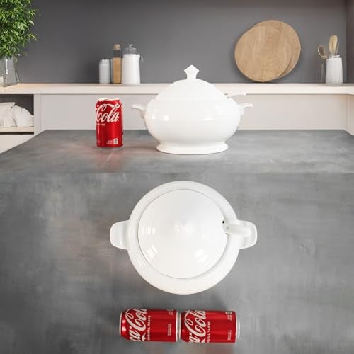 Creativity Home Casserole Dish with Serving Handles, 2.7 Qt soup Tureen With Lid and a 9.4-inch Spoon, for Dinner and Party Microwave Safe 11.6 Inch - Image 3