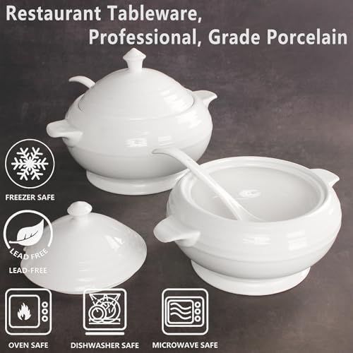 Creativity Home Casserole Dish with Serving Handles, 2.7 Qt soup Tureen With Lid and a 9.4-inch Spoon, for Dinner and Party Microwave Safe 11.6 Inch - Image 4