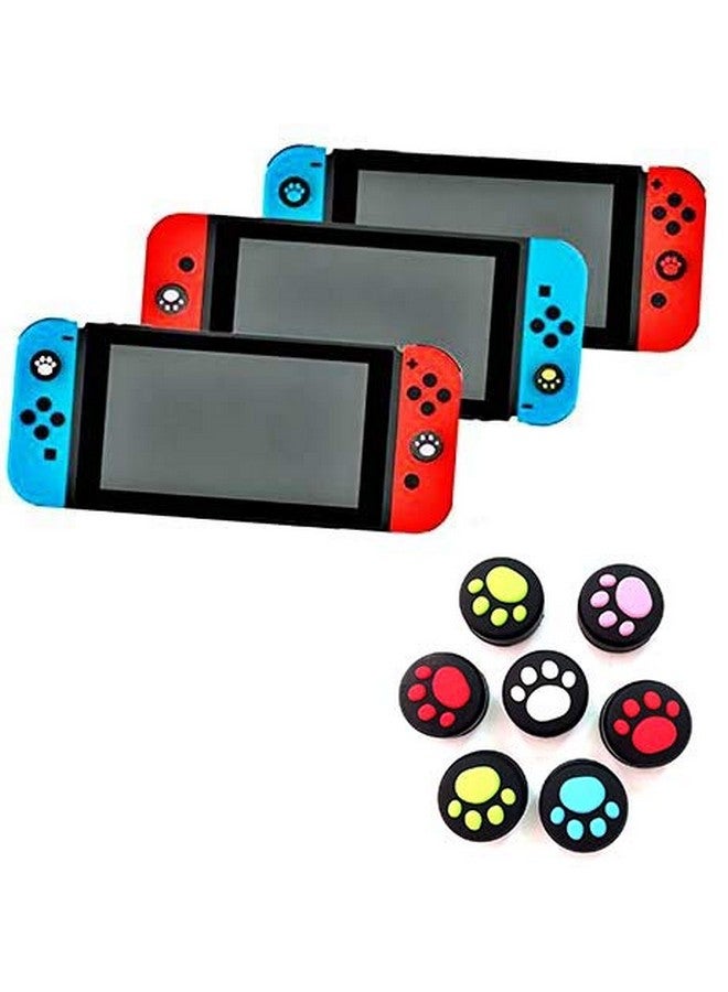 Ambertown 2 X Silicone Analog Controller Thumb Stick Joystick Grips Cap For Nintendo Switch Ns/Switch Lite Controller Joy Con Thumbstick Cute Cat Paw Claw (Red) - Image 4