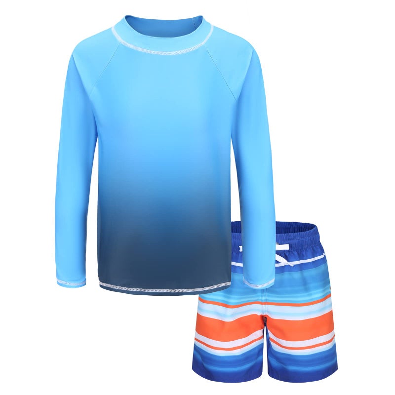 HowJoJo Boys Rash Guard Set Long Sleeve Swim Set Two Piece Swimsuits Swim Trunks and Swim Shirt Sets Size 10/8-10 - Image 3