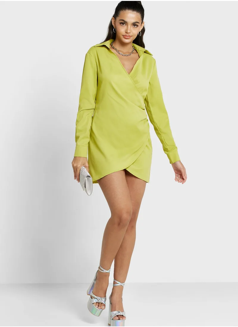 PUBLIC DESIRE Plunge Neck Wrap Dress