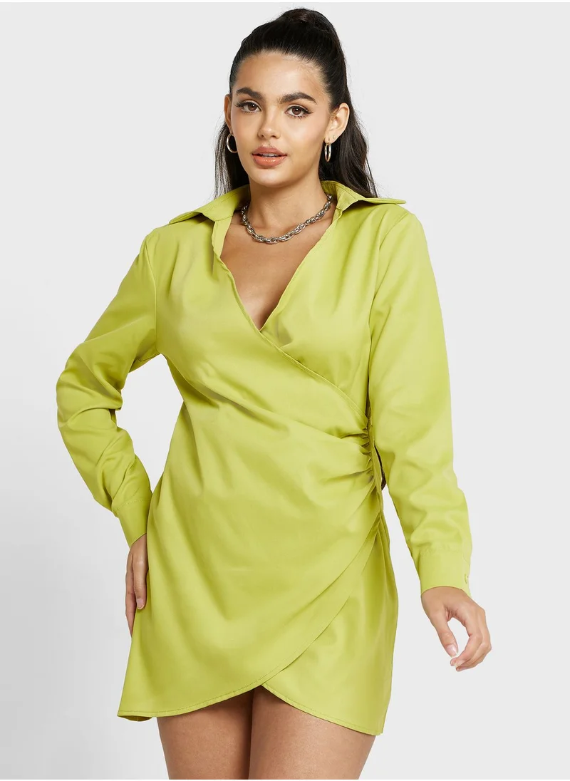 PUBLIC DESIRE Plunge Neck Wrap Dress