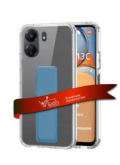 دبليو تيك غطاء وسادة هوائية بمقبض يد من مادة TPU لهاتف Xiaomi Redmi 13C 4G 2023 / Xiaomi Poco C65 4G 2023 شفاف/أزرق سماوي  - Image 1