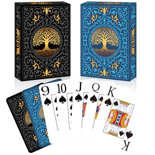 Wkchxd Playing Cards 2 Pack Deck of Cards Large Print Playing Cards Easy to Shuffle Premium Poker Cards for Card Games Family Game Night Table Magic Casino Theme Party Supplies Blue Black - Image 1
