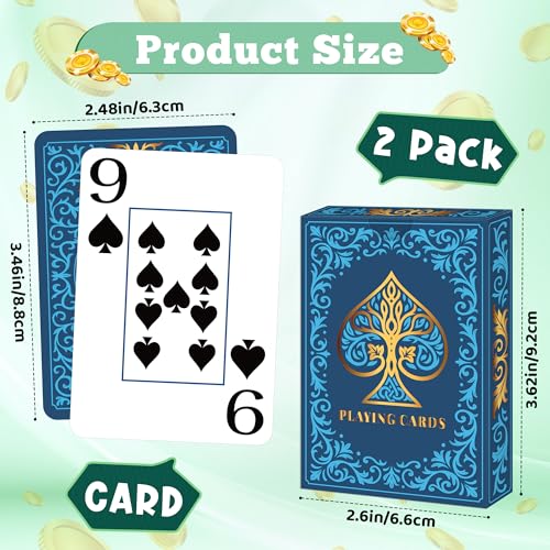 Wkchxd Playing Cards 2 Pack Deck of Cards Large Print Playing Cards Easy to Shuffle Premium Poker Cards for Card Games Family Game Night Table Magic Casino Theme Party Supplies Blue Black - Image 5
