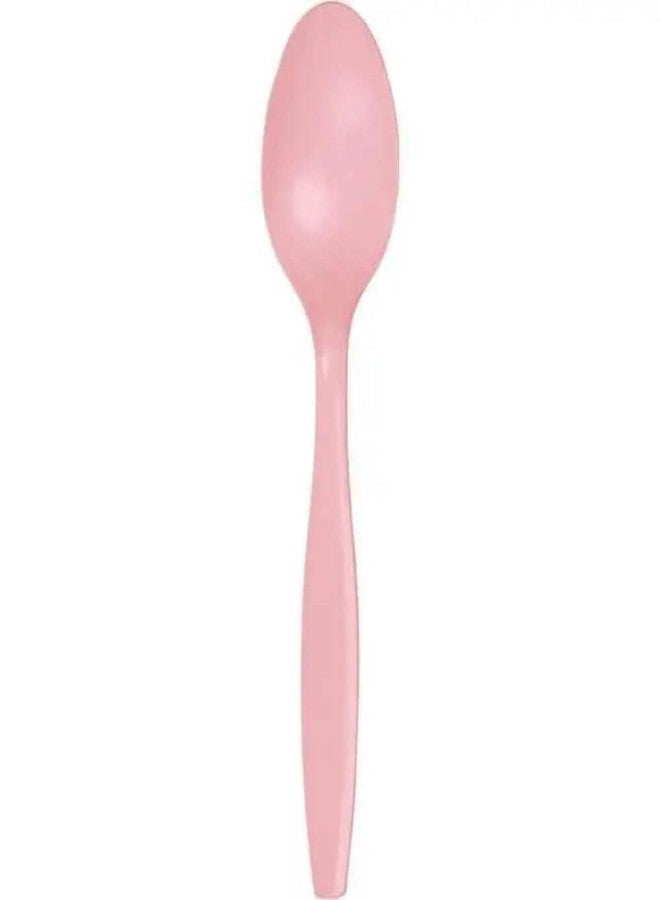 Creative Converting Touch of Color Premium 24 Count Plastic Spoons, Classic Pink