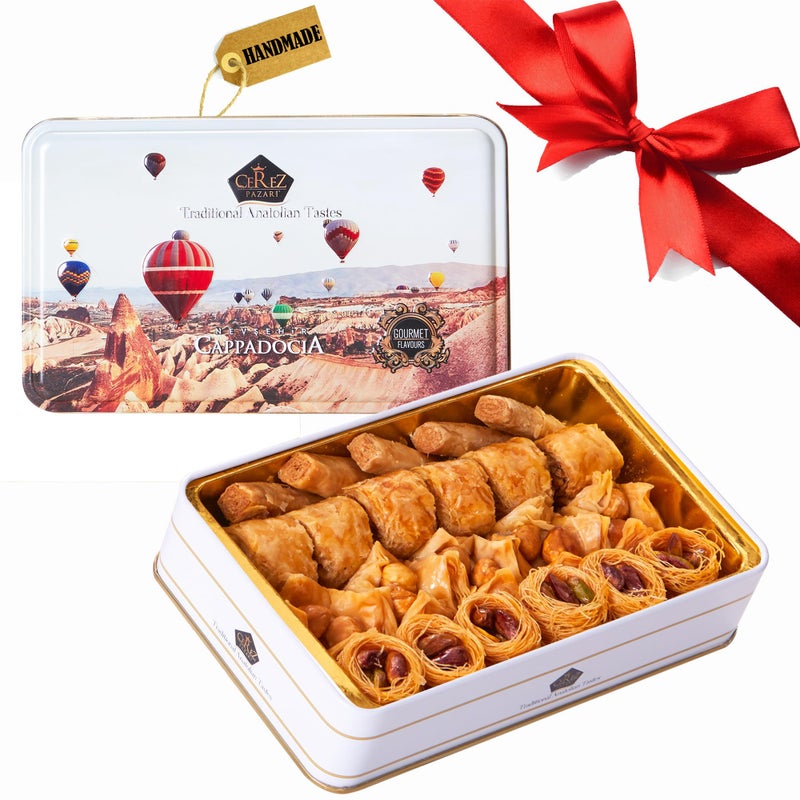 Cerez Pazari Baklava Pastry 8.5oz, Baklava Gift Box with Rich Pistachios, Walnuts, Hazelnuts and Cashews, Halal Shatila Baklava, Traditional Turkish Arabic Dessert Gift Box, Sweet Food Gifts for Women - Image 1