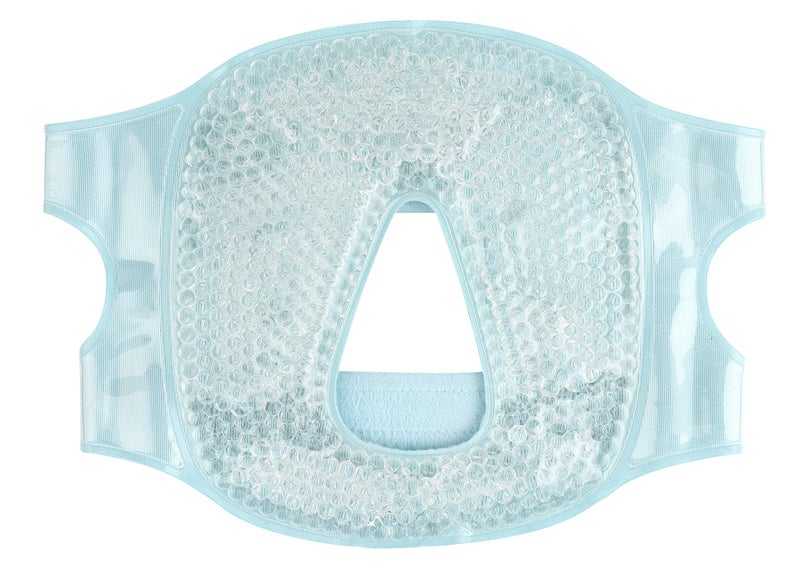 FOMI Hot and Cold Therapy Gel Bead Full Facial Mask by FOMI Care | Ice Face Mask for Migraine Headache, Stress Relief | Reduces Eye Puffiness, Dark Circles | Fabric Back (Full Face w/o Eye Holes) - Image 2