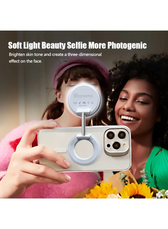 بلو فاير حامل هاتف مغناطيسي قابل للتدوير 180° مع ضوء تعبئة قابل للتعديل 💡 | مصباح جمال ثلاثي الألوان قابل للتعتيم بثلاثة أوضاع للبث المباشر، تصوير الفيديو، المكياج والمكالمات الفيديو | حامل سطح مكتب متعدد الاستخدامات 🎥 | حامل هاتف مغناطيسي قابل للتعديل للاستخدام المنزلي، المكتب، السفر أو الخارج | تصميم مدمج وقابل للطي 📱 | قاعدة ثابتة وبناء متين لمنشئي المحتوى | دوران 180° للحصول على الزاوية المثالية | يعمل بالبطارية القابلة للشحن وUSB | حامل ضوء سيلفي احترافي للتيك توك، إنستغرام، يوتيوب والتصوير الفوتوغرافي - Image 4