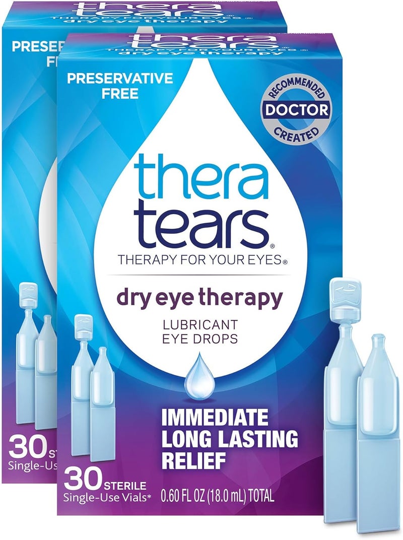 TheraTears Dry Eye Therapy Eye Drops for Dry Eyes Preservative Free 30 Vials 2 Pack - Image 1