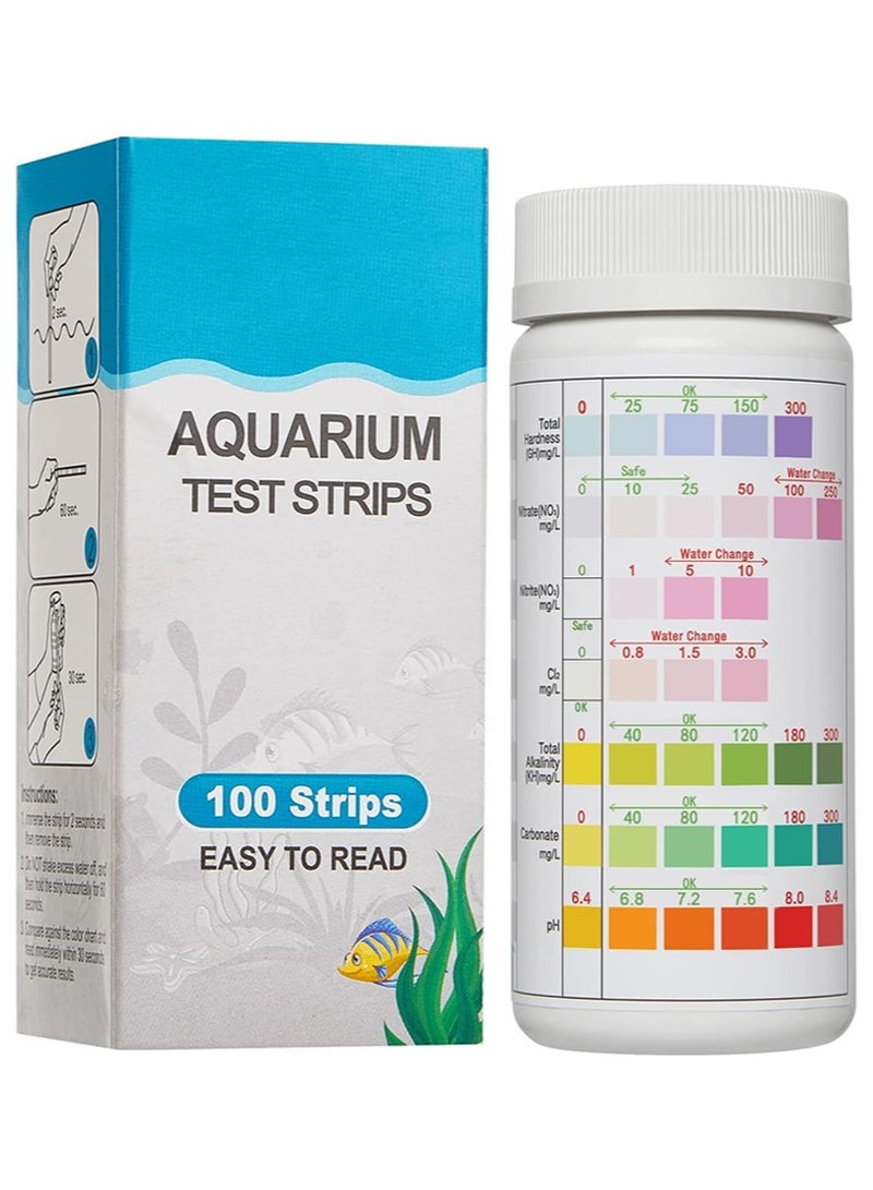 HaLunhi Aquarium Test Strips, 7 in 1 Water for Freshwater - Saltwater Fish Tank Pond Hardness Nitrate Nitrite Cl2 Alkalinity Total Carbonate and PH - Image 1