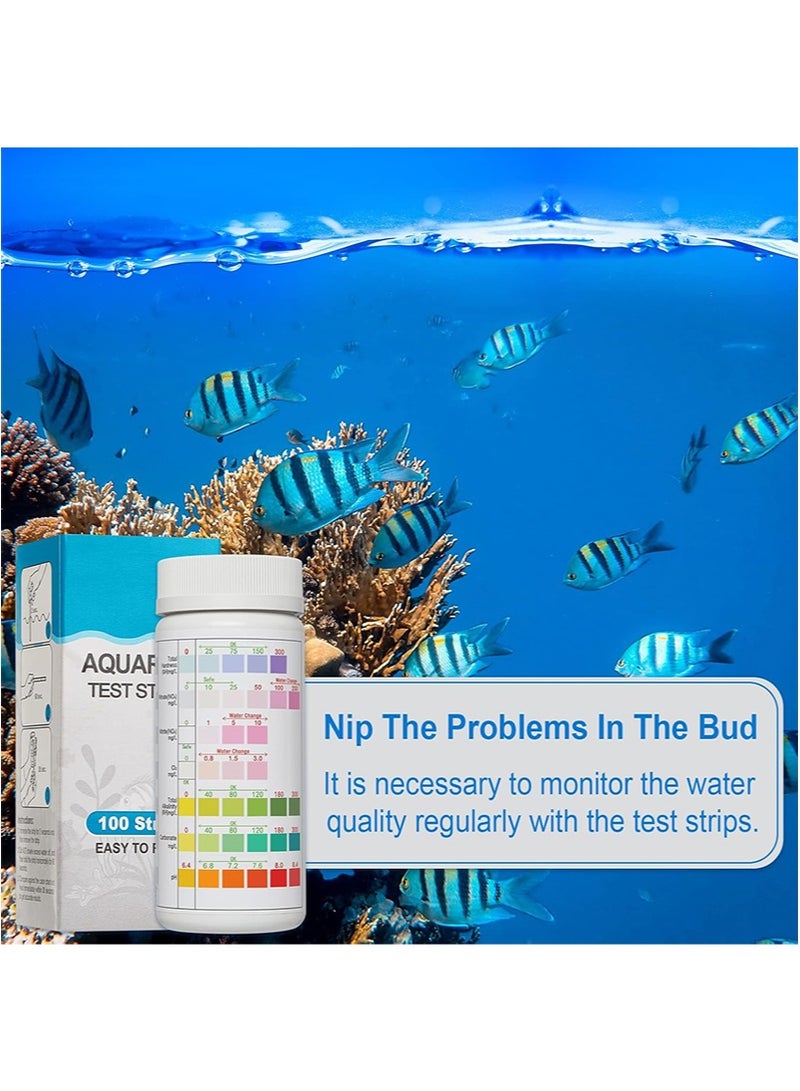 HaLunhi Aquarium Test Strips, 7 in 1 Water for Freshwater - Saltwater Fish Tank Pond Hardness Nitrate Nitrite Cl2 Alkalinity Total Carbonate and PH - Image 2