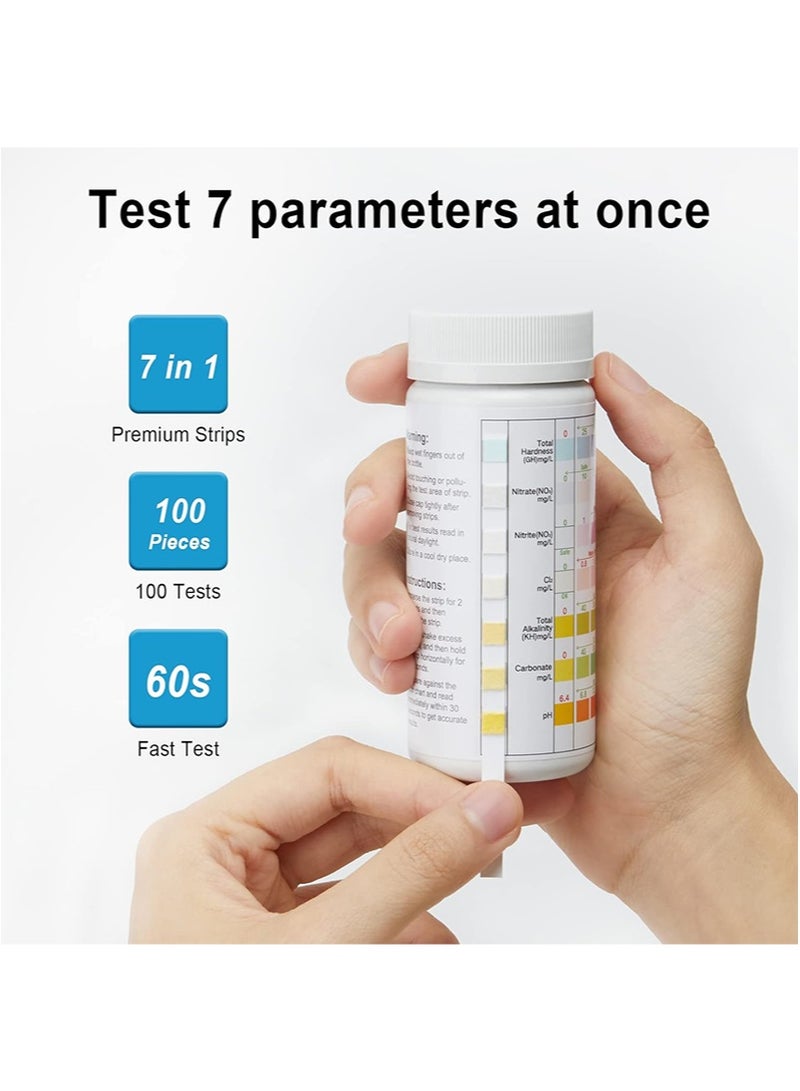 HaLunhi Aquarium Test Strips, 7 in 1 Water for Freshwater - Saltwater Fish Tank Pond Hardness Nitrate Nitrite Cl2 Alkalinity Total Carbonate and PH - Image 4