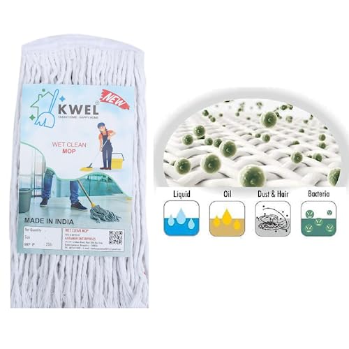 KWEL Super Water Absorption Cotton Wet Mop for Floor Cleanning Refill Home Office Use (250 Gm) Pack of 2 - Image 3