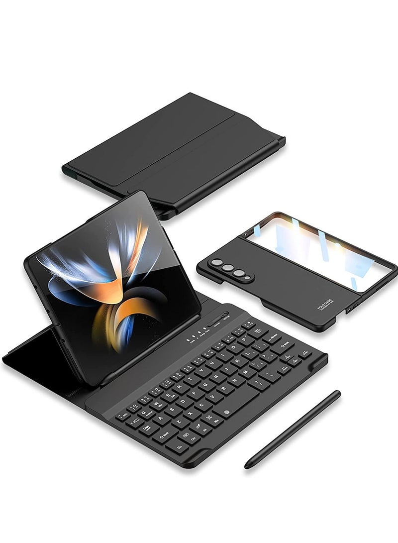 ELTRAZONE Samsung Galaxy Z Fold 4 Case,Screen Protector Keyboard Leather Case Stylus+Pen Slot Phone Office Kit,Folding Phone Cover for Samsung Galaxy Z Fold 4 5G-Black - Image 1