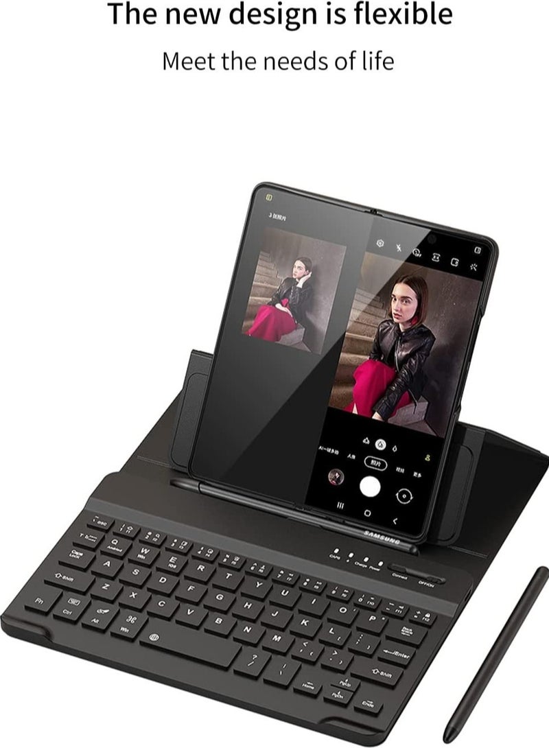 ELTRAZONE Samsung Galaxy Z Fold 4 Case,Screen Protector Keyboard Leather Case Stylus+Pen Slot Phone Office Kit,Folding Phone Cover for Samsung Galaxy Z Fold 4 5G-Black - Image 5