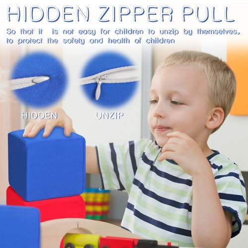 UHAPPYEE Foam Blocks for Toddlers 1-3, 12 PCS 5.5 inch Foam Soft Cubes for Kids, Colourful Building Blocks, Stacking Block Sets, Throwing Toys - Image 4