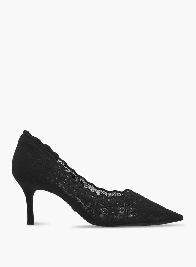 Celeste Women's Mesh Embroidery Pumps with Stiletto Heels Ramadan Collection