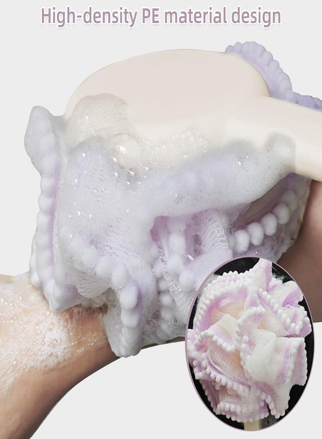 Topfinder Loofah Sponge with Handle,Back Scrubber Brush for Shower, Lotion Applicator for Back,3 in 1 Shower Kit (Purple loofah) - Image 5