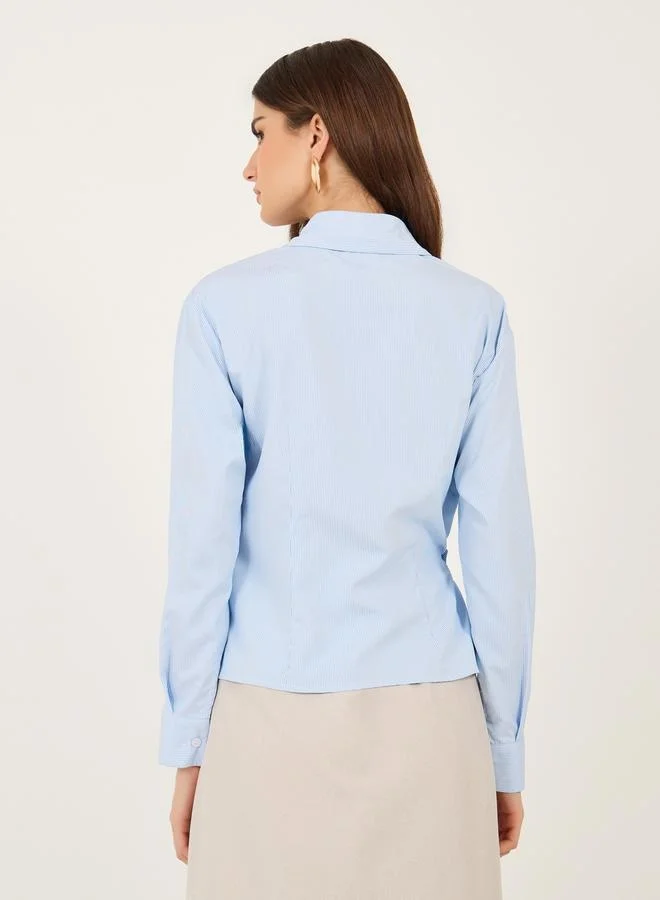 Take Two Solid Wrap Collared Regular Fit Shirt by Styli