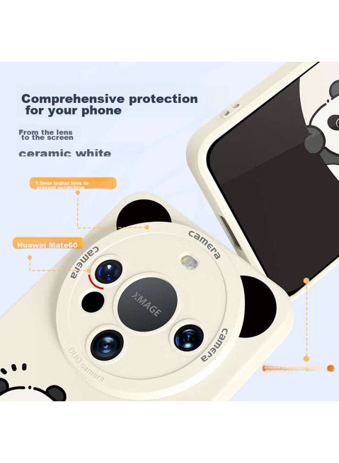 Xp Suitable For Huawei Mate60 Pro Phone Case, Full Lens Protection, Mate60 Pro+ Soft Shell, Heat Dissipation, Silicone Cartoon Design, Ultra-thin, Shockproof, High-end Feel - Antique White, Wave Goodbye - Image 4