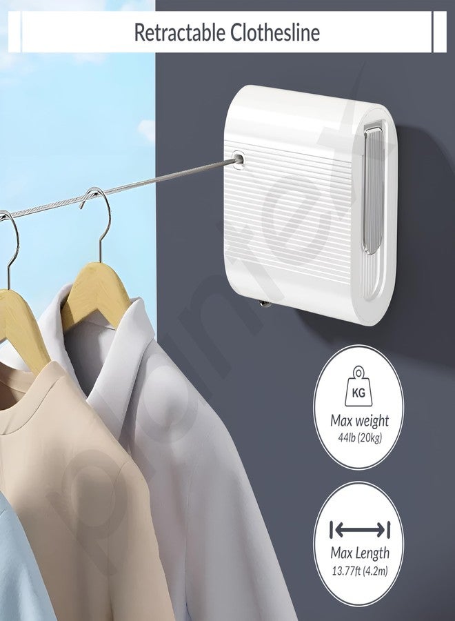 Plantex Retractable Single Row Clothesline/Indoor - Outdoor Clothesline/Lockable Cloths Line - Approx 4.1 Meter (13.45 ft.) - (20 kg Capacity) (White) - Image 4