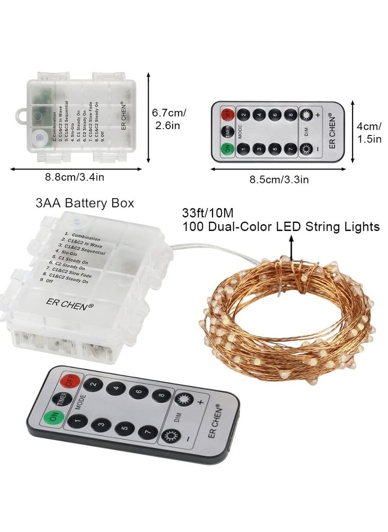 PAMEER Remote Control Fairy String Lights 33 feet 100 LEDs Warm White Battery Operated LED String Lights Lights for Christmas EID Ramadan Diwali Wedding Birthday Party Home Decoration Waterproof with 8 Modes  - Image 5