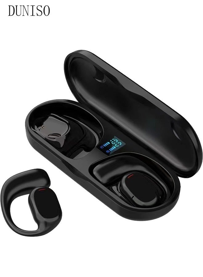 DUNISO Wireless Headphones Bluetooth Ear Clip Noise-cancelling Earphones with Wireless Charging Case Digital Display Bluetooth 5.3 Waterproof for Running Sport Gym - Image 5