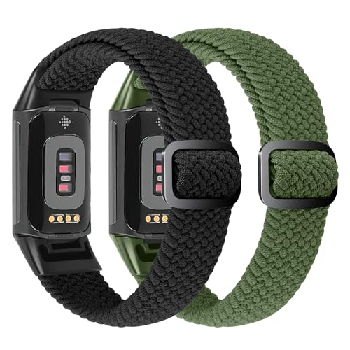 VNDAPT Elastic Braided Bands Compatible with Fitbit Charge 5/Fitbit Charge 6 for Women Men, Breathable Adjustable Stretchy Nylon Loop Sport Replacement Wristbands for Fitbit Charge 6 Charge 5 Straps - Image 2