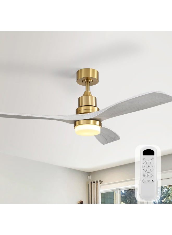 Sofucor 52 Inch Ceiling Fan With Light Remote Control Dimmable LED Light 3 Wood Fan Blades Reversible DC Motor Modern Ceiling Fan for Farmhouse/Patios with 3 Downrods(5 inch/10 inch/24 inch) - Image 1