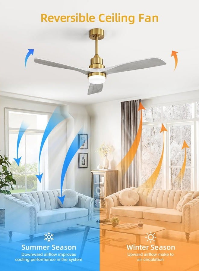Sofucor 52 Inch Ceiling Fan With Light Remote Control Dimmable LED Light 3 Wood Fan Blades Reversible DC Motor Modern Ceiling Fan for Farmhouse/Patios with 3 Downrods(5 inch/10 inch/24 inch) - Image 3