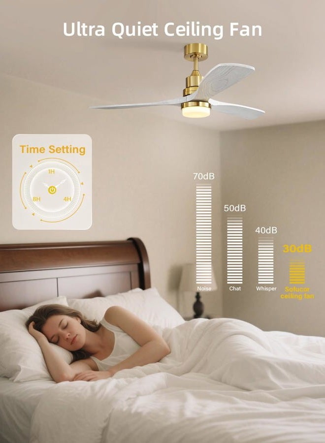 Sofucor 52 Inch Ceiling Fan With Light Remote Control Dimmable LED Light 3 Wood Fan Blades Reversible DC Motor Modern Ceiling Fan for Farmhouse/Patios with 3 Downrods(5 inch/10 inch/24 inch) - Image 5