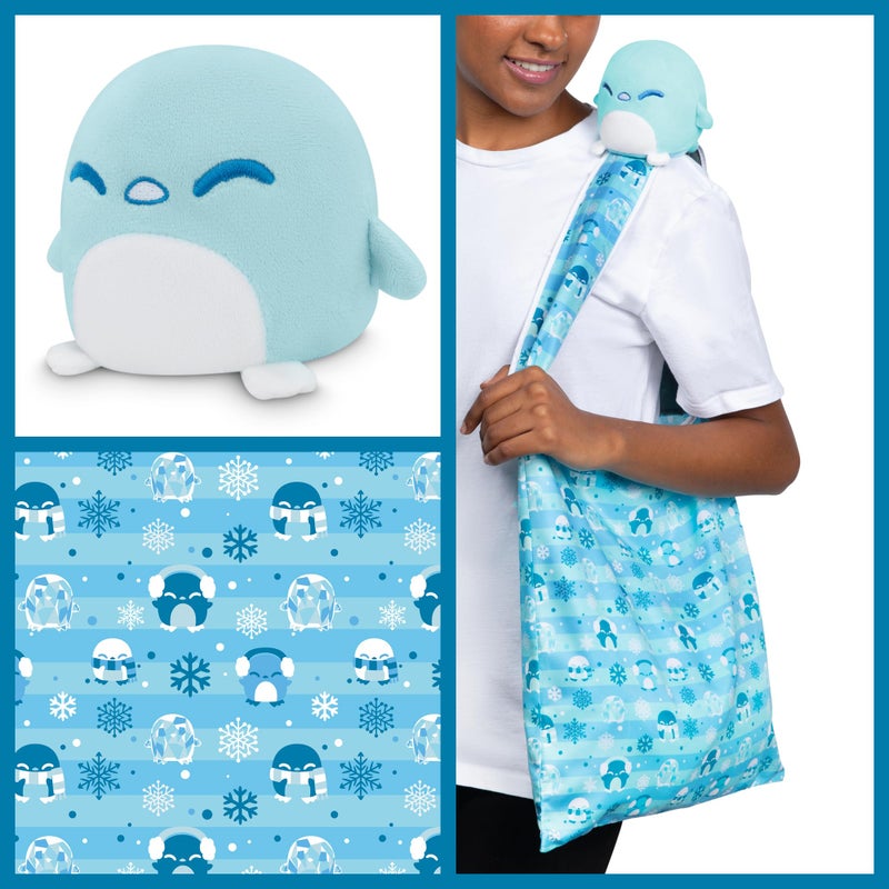 TeeTurtle TeeTurtle - Plushie Tote Bag - Holiday Snowflake Penguin - From the creators of the Original Reversible Octopus Plushie - Take Your Plush Pal Wherever You Go!  - Image 2