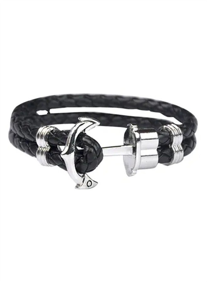 Goolsky Boat Anchor Braided Leather Bracelet - Image 1