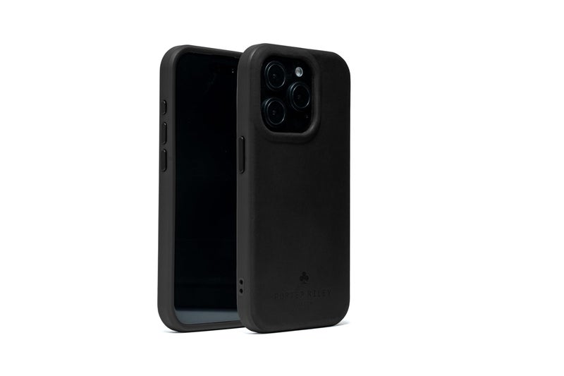 Porter Riley Premium Leather Case Compatible with iPhone 15 Pro Slim line Bumper Case Compatible with MagSafe Genuine Leather Cover Black - Image 2