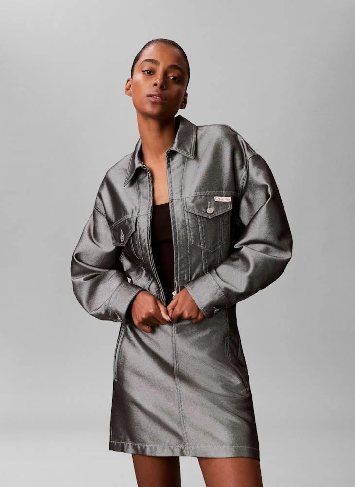 Logo Denim Shine Bomber Jacket