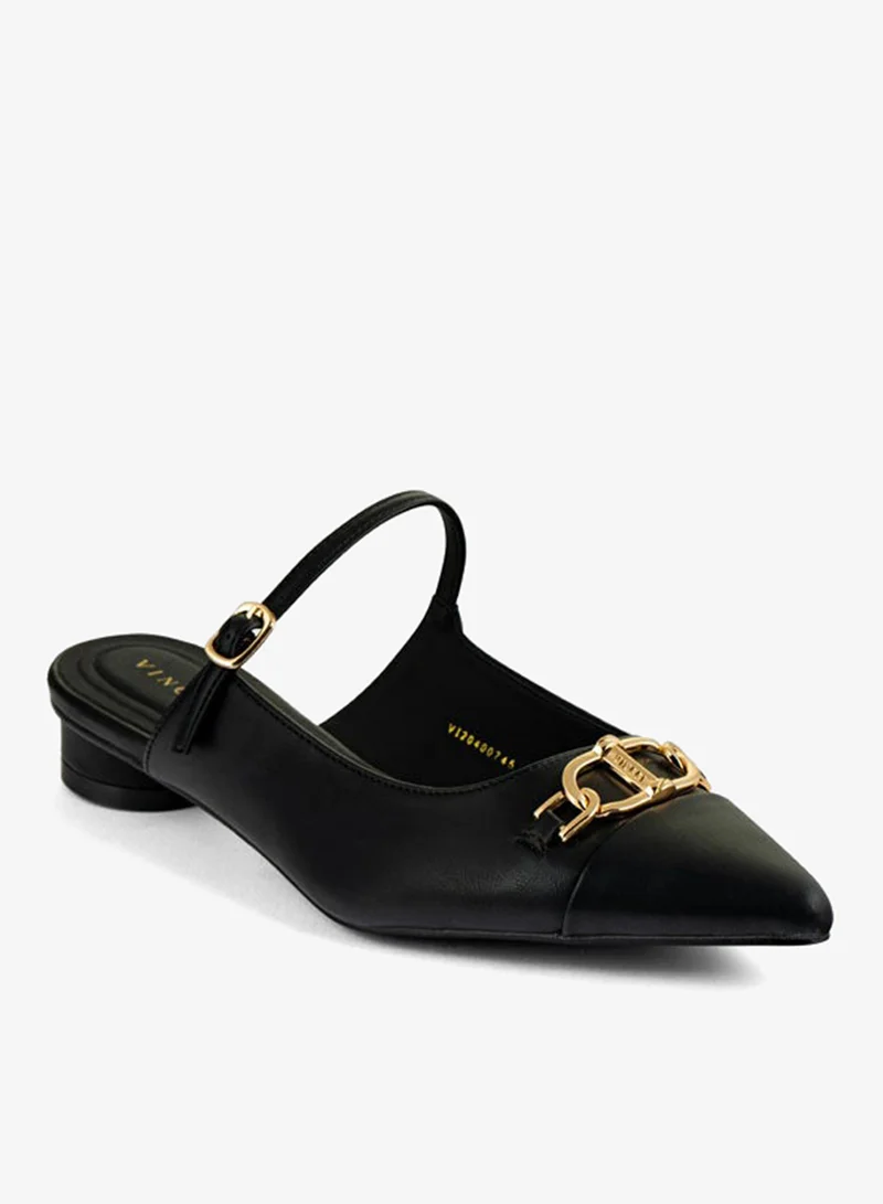 فينتشي صنادل نسائية مدببة إصبع القدم متوسط الكعب