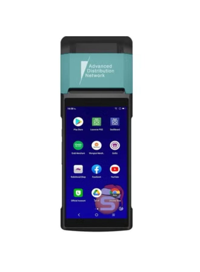 SUNMI V2 POS Terminal with Receipt Printer, Speaker, Camera and Barcode Scanner All in One Handheld PDA Printer / 5.45" HD Touchscreen -  Android 7.1 System, Support 4G, WiFi and Bluetooth - T5930 green - Image 1